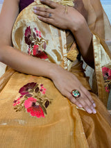 Peanut Brown Organza Silk Saree