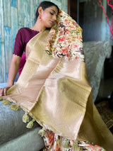 Fawn Yellow Uppada Cotton Silk Saree