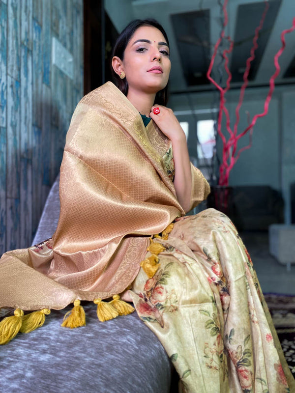 Fern Green Uppada Cotton Silk Saree