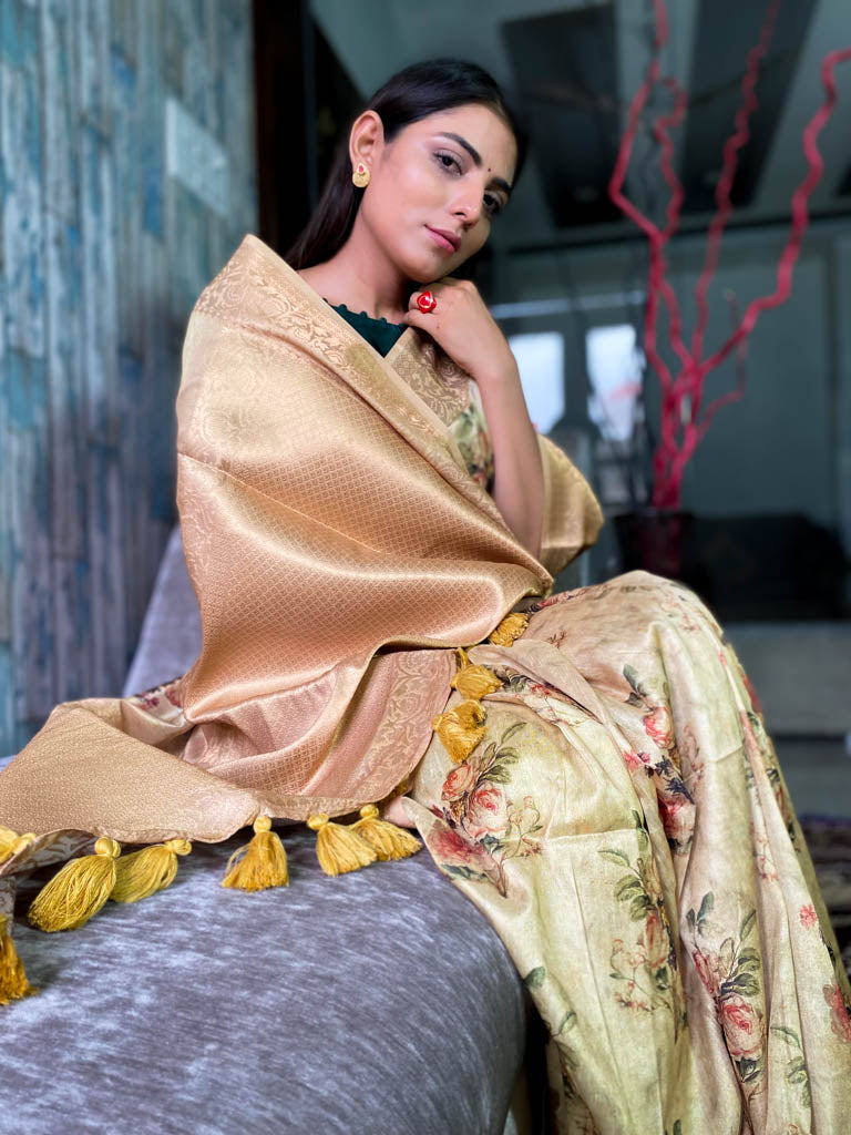 Fern Green Uppada Cotton Silk Saree