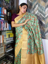 Seafoam Green Uppada Cotton Silk Saree