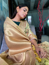 Fern Green Uppada Cotton Silk Saree
