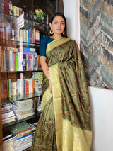 Pine Green Uppada Cotton Silk Saree