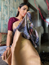 Berry Blue Uppada Cotton Silk Saree