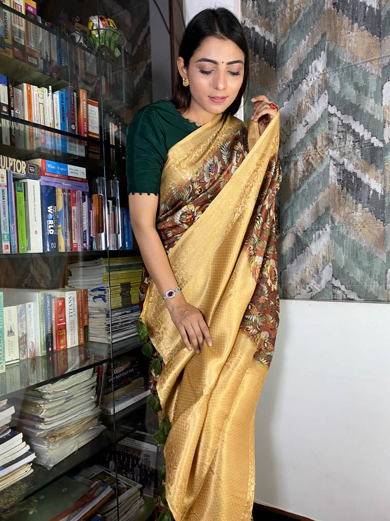 Caramel Brown Uppada Cotton Silk Saree