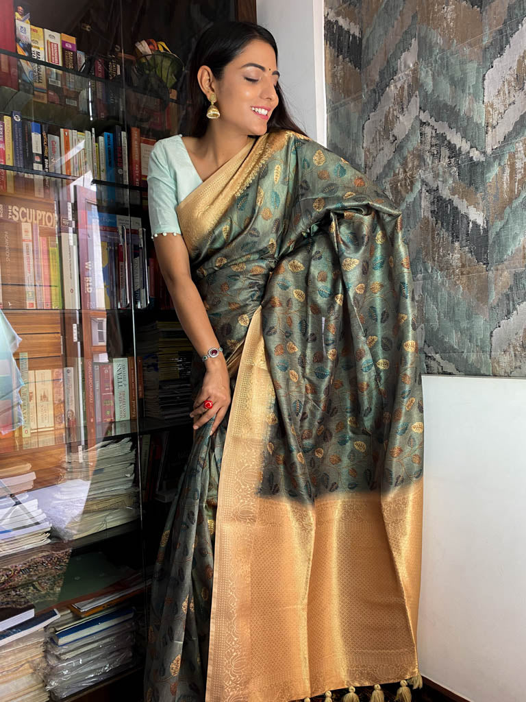 Sacramento Green Uppada Cotton Silk Saree