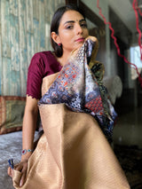 Berry Blue Uppada Cotton Silk Saree