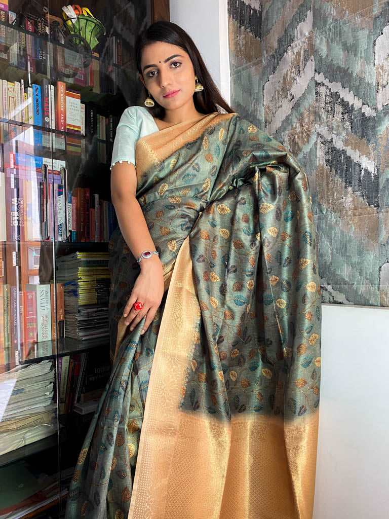 Sacramento Green Uppada Cotton Silk Saree