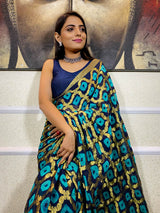 Admiral Blue Georgette Bandhej Saree