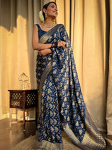 Midnight Blue Banarasi Uppada Silk Saree