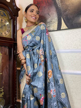 Queen Blue Designer Banarasi Silk Saree