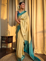 Buttermilk Kanjeevaram Silk Saree