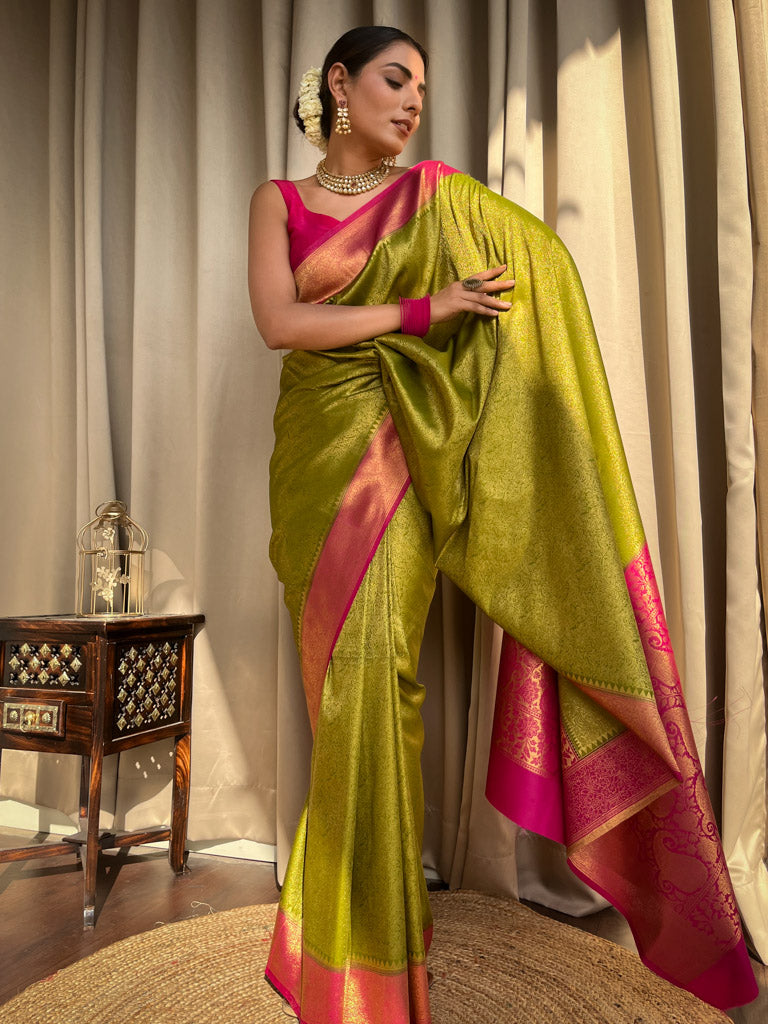 Mehendi Green Kanjeevaram Silk Saree