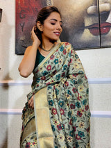 Moss Green Uppada Cotton Silk Saree