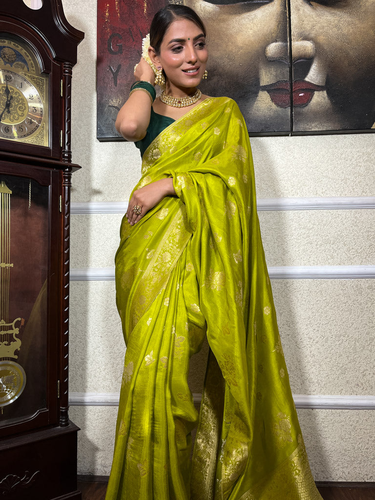 Baby Mehendi Banarasi Uppada Silk Saree
