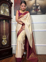 Off White Kanjeevaram Silk Saree