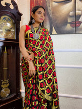 Midnight Black Georgette Bandhej Saree
