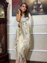 Daisy White Banarasi Silk Saree
