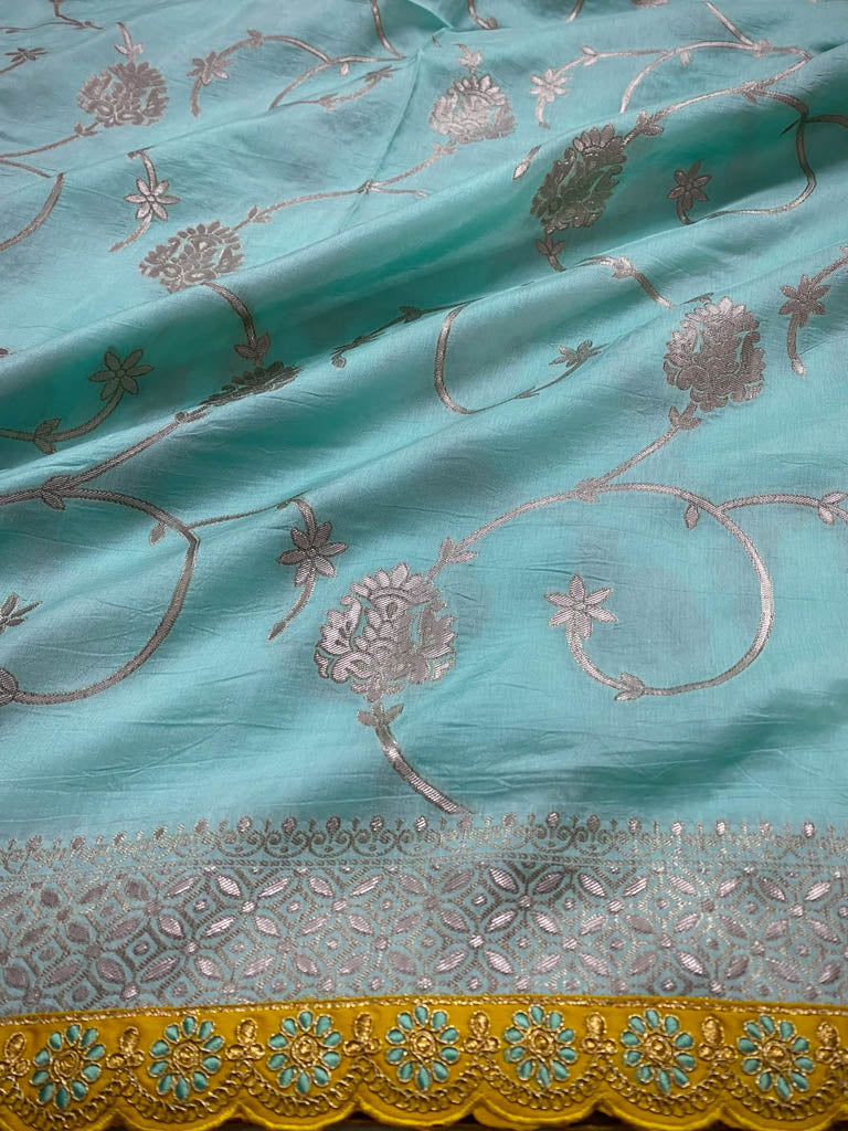 Arctic Blue Banarasi Uppada Silk Saree
