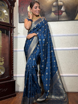 Midnight Blue Banarasi Uppada Silk Saree