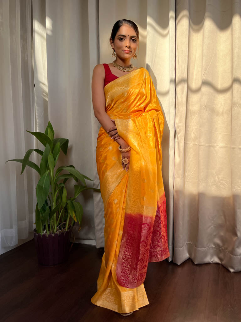 Mustard Yellow Banarasi Uppada Silk Saree
