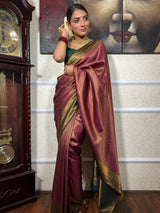 Sangria Wine Kanjeevaram Silk Saree