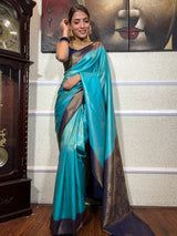 Turquise Blue Kanjeevaram Silk Saree