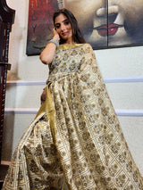 Beige Yellow Uppada Cotton Silk Saree