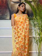 Pastel Orange Georgette Bandhej Saree