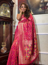 Queen Pink Katan Silk Patola Saree
