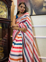 Multi Shade Linen Sequined Saree