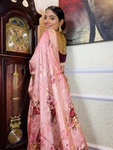 Rogue Pink Designer Banarasi Silk Saree