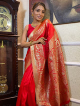 Scarlet Red Banarasi Silk Saree
