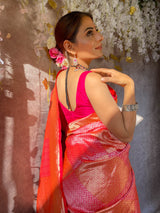 Rusty Pink Banarasi Silk Saree