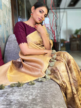 Medallion Golden Uppada Cotton Silk Saree