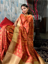Scarlet Red Uppada Cotton Silk Saree