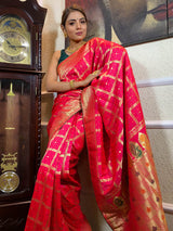 Queen Pink Banarasi Silk Ghatchola Saree