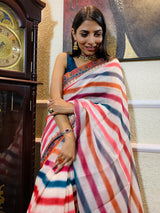 Multi Shade Linen Sequined Saree