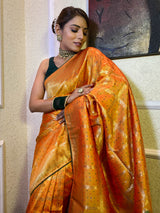 Mustard Yellow Banarasi Silk Ghatchola Saree