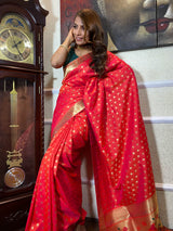 Carrot Red Paithani Silk Saree