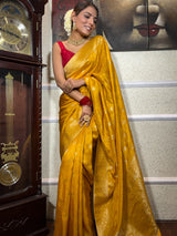 Mustard Yellow Banarasi Uppada Silk Saree