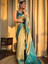 Buttermilk Kanjeevaram Silk Saree