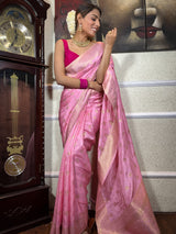 Baby Pink Banarasi Uppada Silk Saree