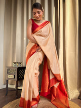Off White Kanjeevaram Silk Saree