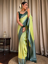 Pastel Green Antique Silver Kanjeevaram Silk Saree