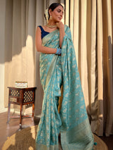French Green Banarasi Uppada Silk Saree