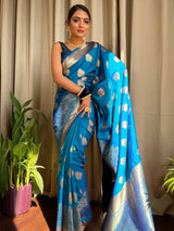 Azure Blue Banarasi Silk Saree