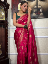 Queen Pink Banarasi Uppada Silk Saree