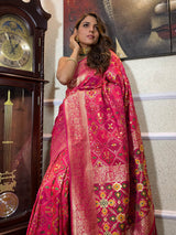 Queen Pink Katan Silk Patola Saree