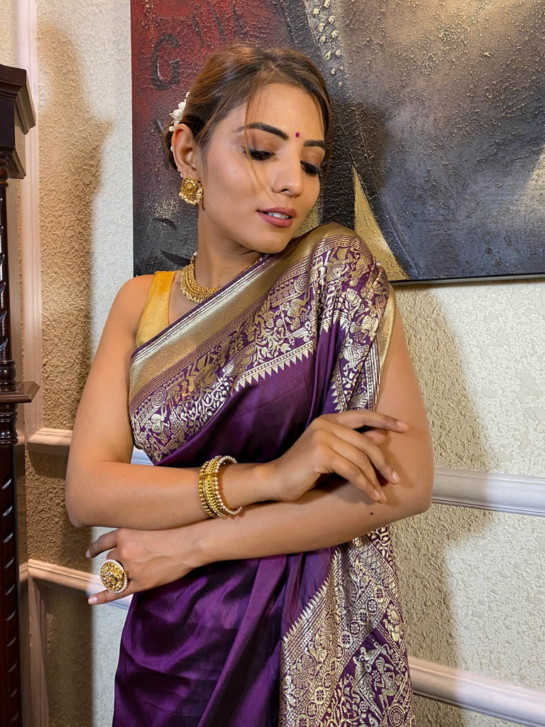 Eggplant Shaded Banarasi Silk Saree